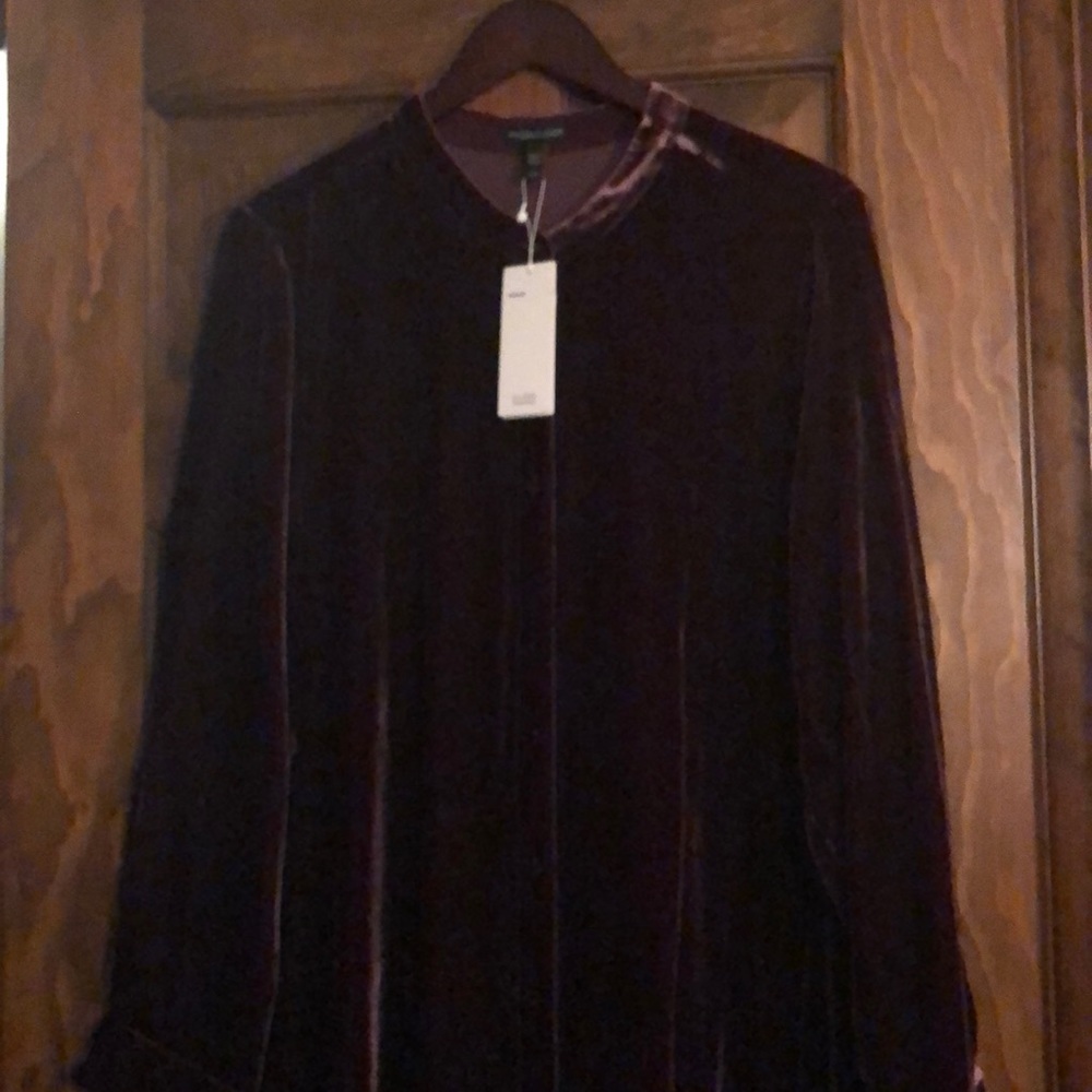 ❌SOLD❌NWT EILEEN FISHER Cassis Silk Velvet Shirt Dress Size L - Picture 13 of 16